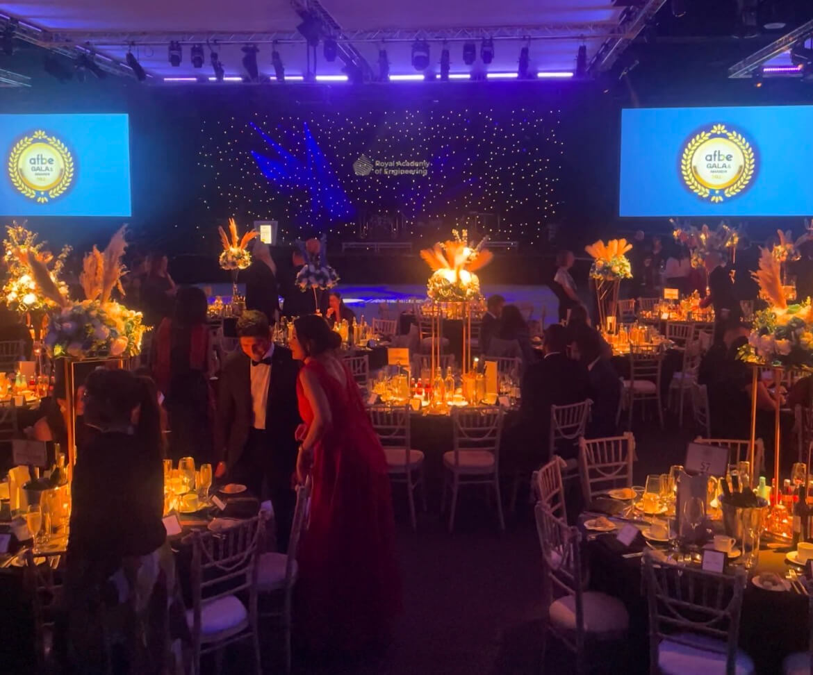 Guests in a banquet hall at AFBE UK Annual Gala and Awards night 2025